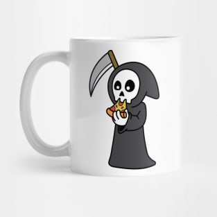 Grim Reaper Eating Pizza Mug